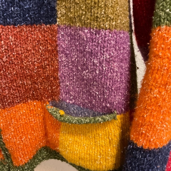 Invisible World Sweater Women Medium Wool Blend Zip Up Patchwork Jacket Handmade - Picture 4 of 7